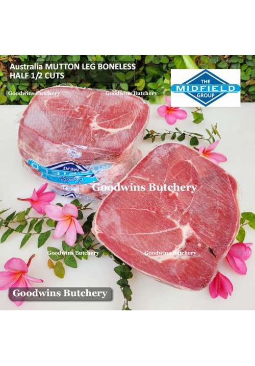 Mutton LEG BONELESS paha domba frozen Australia MIDFIELD half 1/2 cuts +/- 1.8 kg (price/kg)